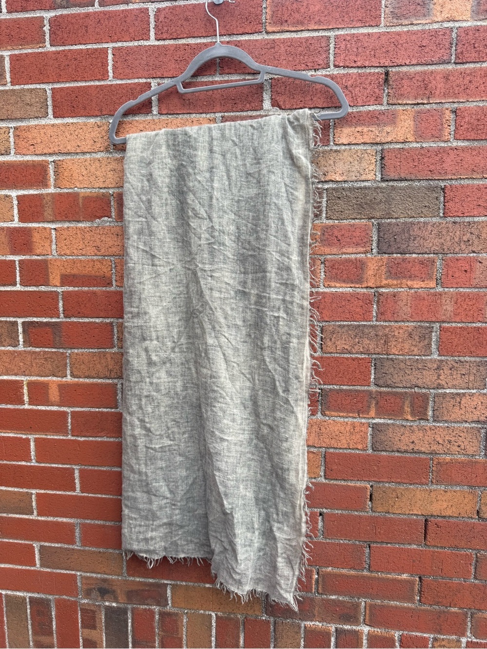 Lanerossi 1973 Made in Italy Wool Blend Fringe Scarf Gray 31" x 74"